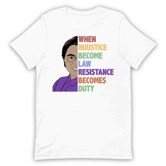 RBG When Injustice Becomes Law Resistance Becomes Duty Political Protest Feminist Ruth Bader Ginsburg | PRODUCT CODE: GBRWHNJUST
