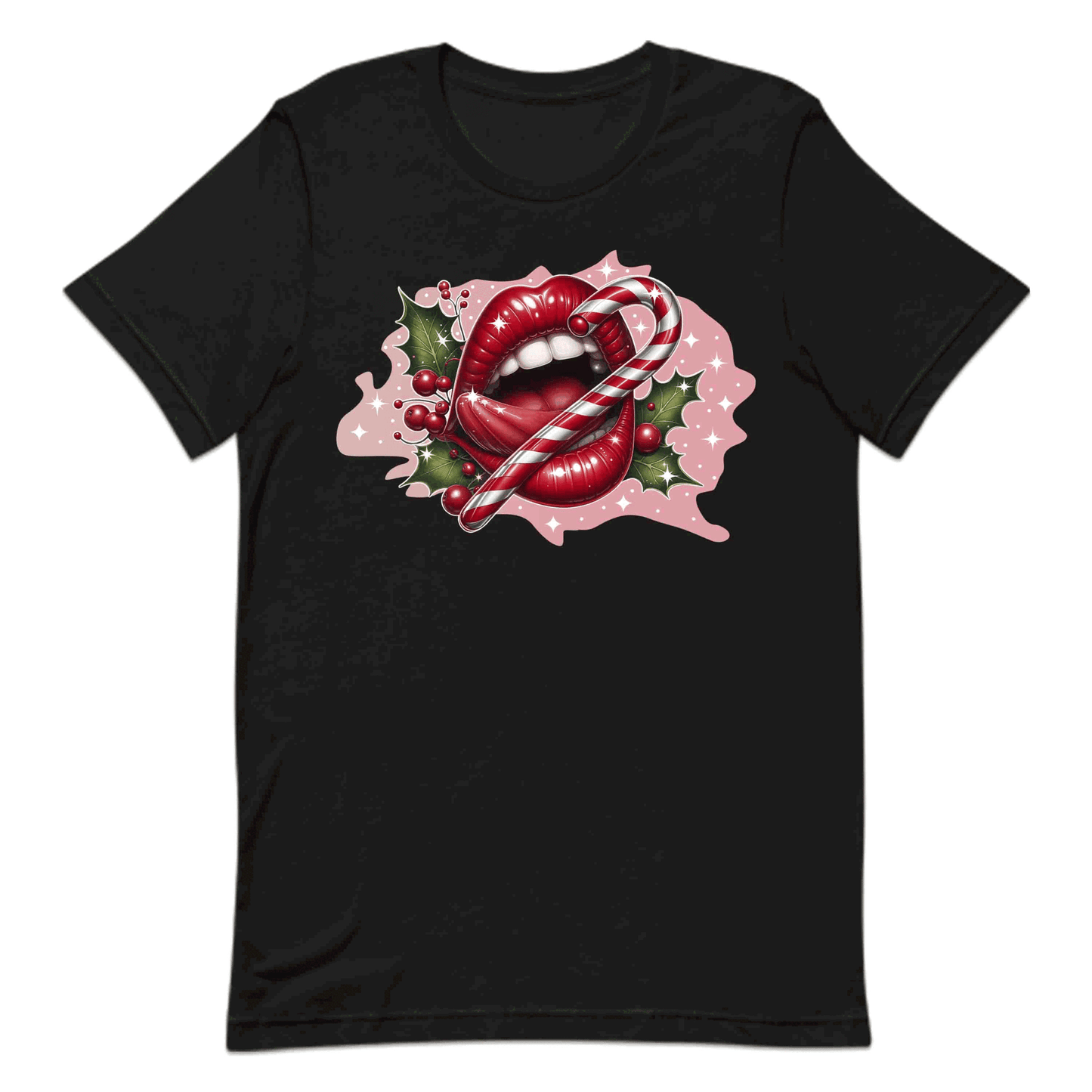 Red Glossy Lips Christmas Candy Cane Sleek & Sexy Xmas | PRODUCT CODE: RDGLPSCHMTS