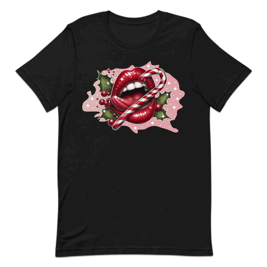 Red Glossy Lips Christmas Candy Cane Sleek & Sexy Xmas | PRODUCT CODE: RDGLPSCHMTS