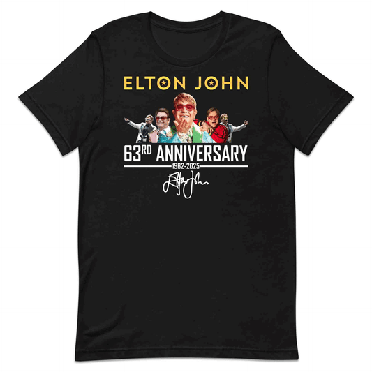 Elton John 63rd Anniversary T-Shirt, Jumper & Hoodie – Iconic Eras (1962–2025) Retro Pop Tribute with Signature Flair | PRODUCT CODE: EHJADSJL