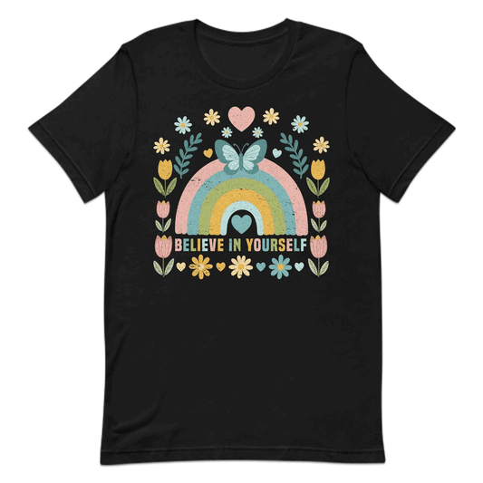 Believe in Yourself Motivational Rainbow Inspirational Quote | PRODUCT CODE: BLEINYRLSMTOW