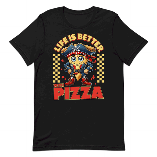 Funny Pizza Pirate Life Is Better With Pizza Cheesy Humor | PRODUCT CODE: FNYPRTZACLEWD