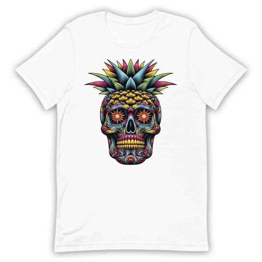Neon Sugar Skull Pineapple Psychedelic Day of the Dead Colorful Festival Aesthetic | PRODUCT CODE: NOSGURLPNEYD