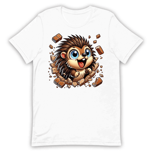 Kawaii Porcupine Breaking Through Brick Wall 3D Realistic Blue-Eyed Hedgehog | PRODUCT CODE: KWAPRRDNFSB
