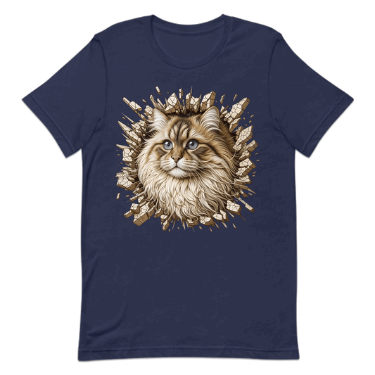 Fluffy Siberian Cat Breaking Through Wall 3D Realistic Cat | PRODUCT CODE: FLYSBRNCRABH