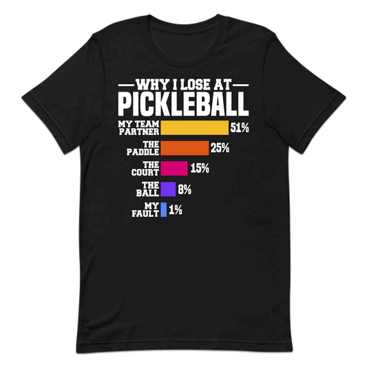 Funny Pickleball Chart Hilarious Why I Lose at Pickleball | PRODUCT CODE: FYNPCKLBHRTL