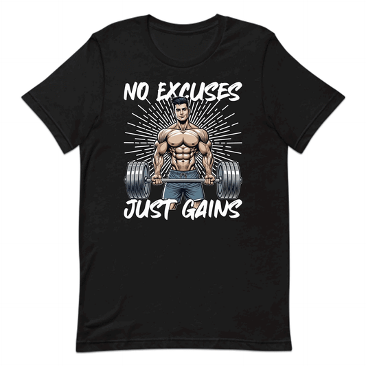 No Excuses Just Gains Gym Fitness Fanatics Muscle Building | PRODUCT CODE: NEXUSGMYFTBD