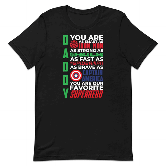 Daddy Superhero T-Shirt, Jumper & Hoodie – Marvel-Inspired Father’s Day Gift Featuring Iron Man, Hulk, Spider-Man & Captain America | PRODUCT CODE: DSBXCVTE