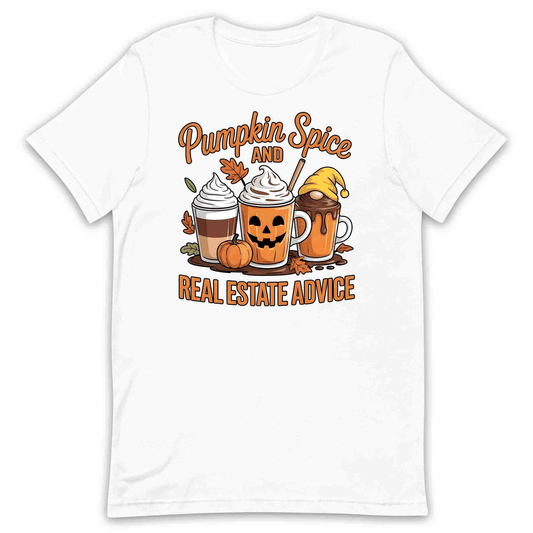 Pumpkin Spice & Real Estate T-Shirt, Fall Coffee Sweatshirt, Autumn Leaves Hoodie | PRODUCT CODE: PKWRMBSLD