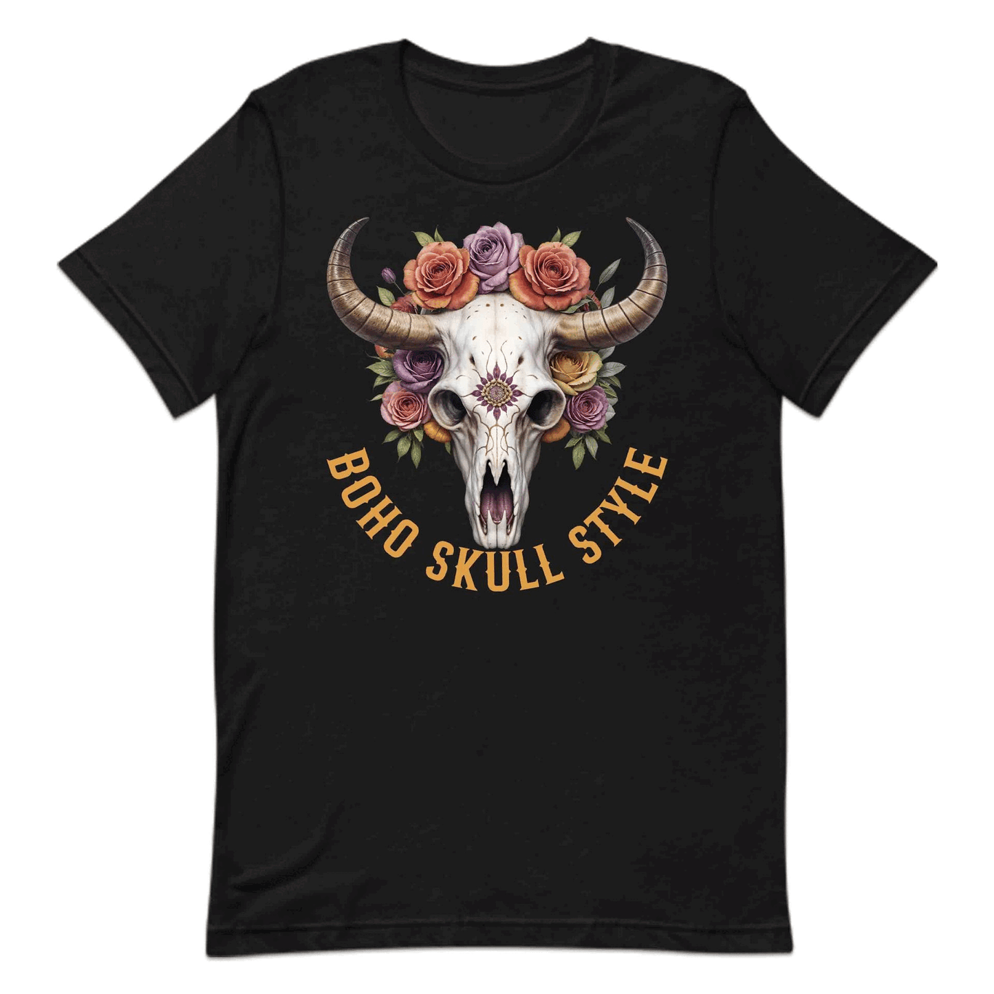 Boho Cow Skull Floral Rustic Western Style Bohemian Fashion Lovers | PRODUCT CODE: BHCWSKLUOFR