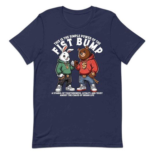 Bear & Bunny Fist Bump Urban Style Symbolizing Friendship | PRODUCT CODE: BRNYFTGLSANM