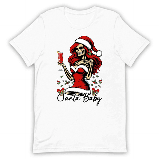 Santa Baby Red Haired Skeleton Cocktail Drink Gothic Christmas Edgy Xmas | PRODUCT CODE: STNABYRDHESKG