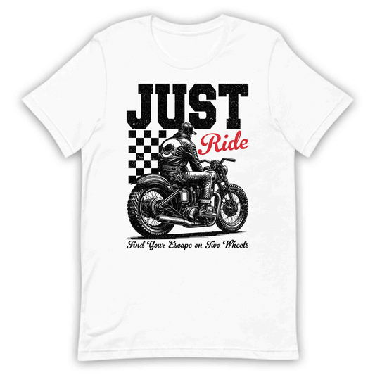Just Ride Retro Biker Vintage Motorcycle Two-Wheel Adventure | PRODUCT CODE: JTURDTBKEBNM