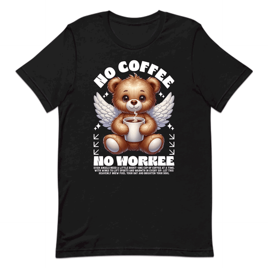 No Coffee No Workee Funny Coffee Bear Angel | PRODUCT CODE: FNYCFEBRANGLW