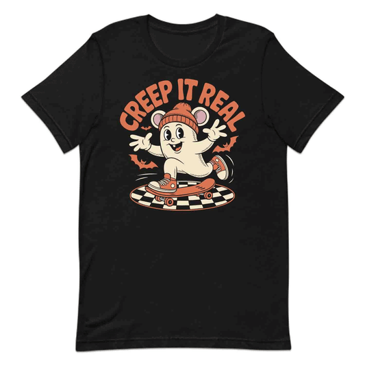 Skateboarding Ghost T-Shirt, Creep It Real Sweatshirt, Spooky Skater Hoodie | PRODUCT CODE: SKWRBAHSG