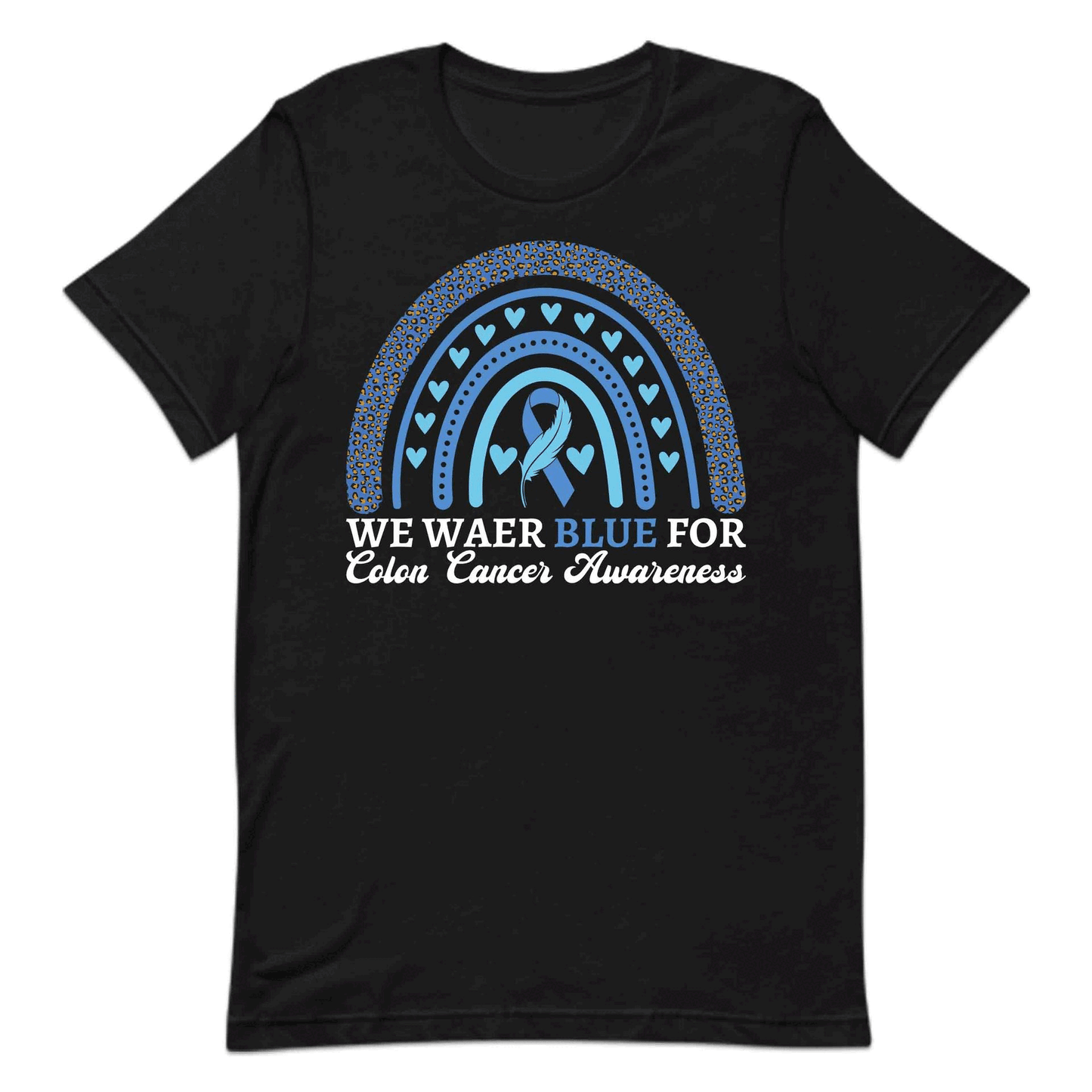 We Wear Blue For Colon Cancer Awareness Blue Ribbon Support | PRODUCT CODE: WRESNAIEBCO