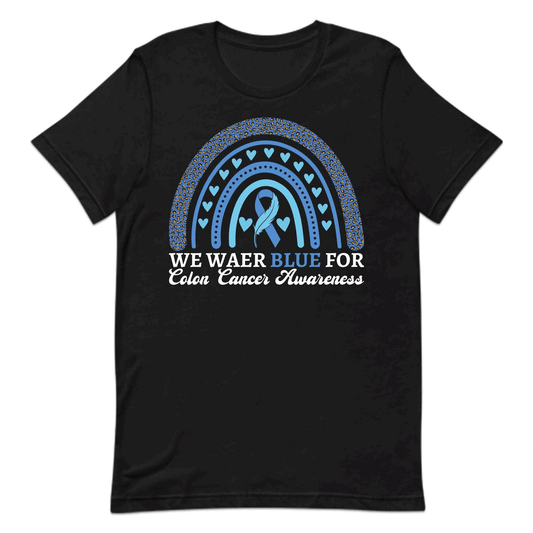 We Wear Blue For Colon Cancer Awareness Blue Ribbon Support | PRODUCT CODE: WRESNAIEBCO