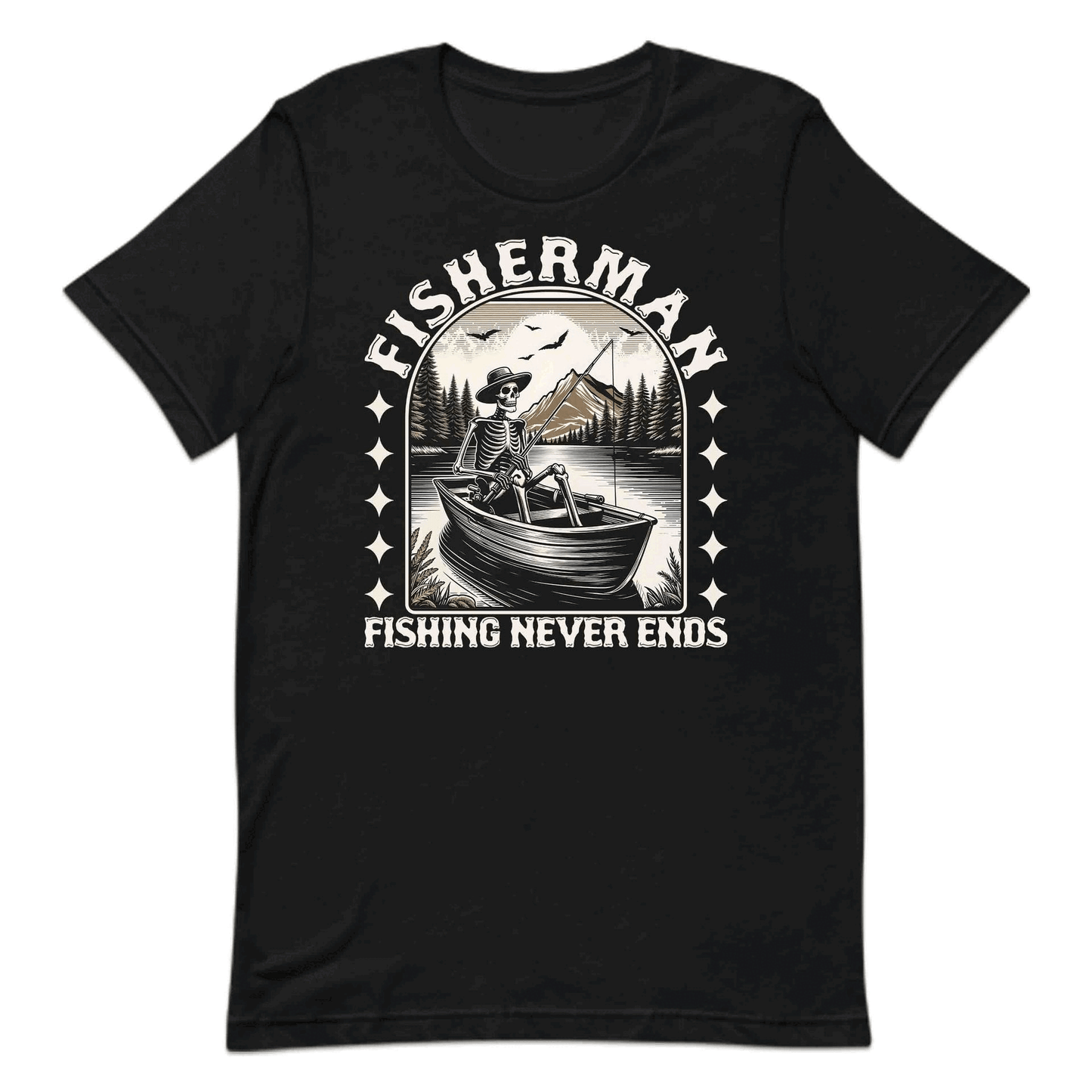 Vintage Skeleton Fisherman Boat  Funny Dark Humor Anglers | PRODUCT CODE: VTGSKLTNFSHM