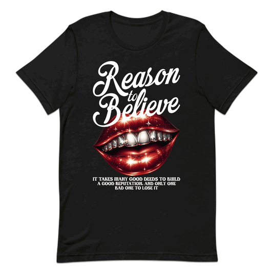 Reason to Believe Beautiful Red Lips with Shining Teeth Inspirational Quote | PRODUCT CODE: RSNOTBLEVPSH