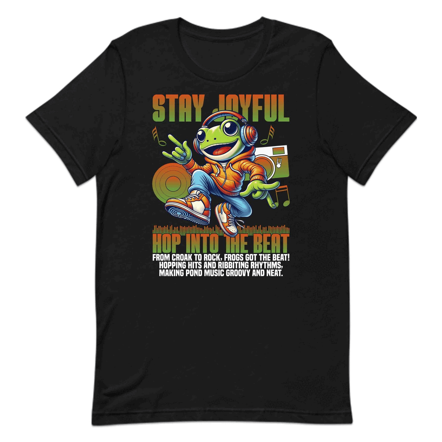 Funky Frog DJ Music Groovy Amphibian with Headphones & Sneakers | PRODUCT CODE: FKNYRGFOMSUW