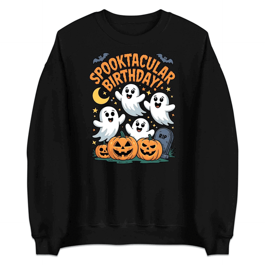 Spooktacular Birthday T-Shirt, Happy Ghost Sweatshirt, Pumpkin Party Hoodie | PRODUCT CODE: SPWERTCJHB