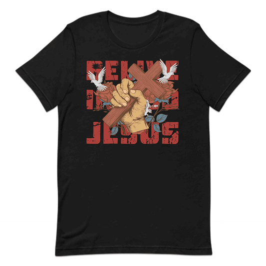 Believe in God Jesus Cross with Floral Accents and Doves Christian Faith  | PRODUCT CODE: HWQENSOAMN