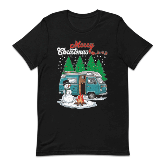 Merry Christmas Camper Van Snowman Campfire RV Xmas | PRODUCT CODE: MYRCHPEVNAS