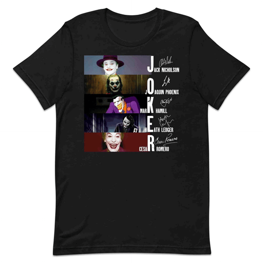 Legendary Jokers Evolution T-Shirt, Nicholson, Ledger, Phoenix & Hamill Tribute Hoodie – DC Villains Apparel | PRODUCT CODE: LGSBXCIYU