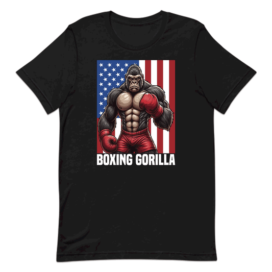 Patriotic Boxing Gorilla USA Flag Fighters | PRODUCT CODE: PTRBXNGUSFEOI