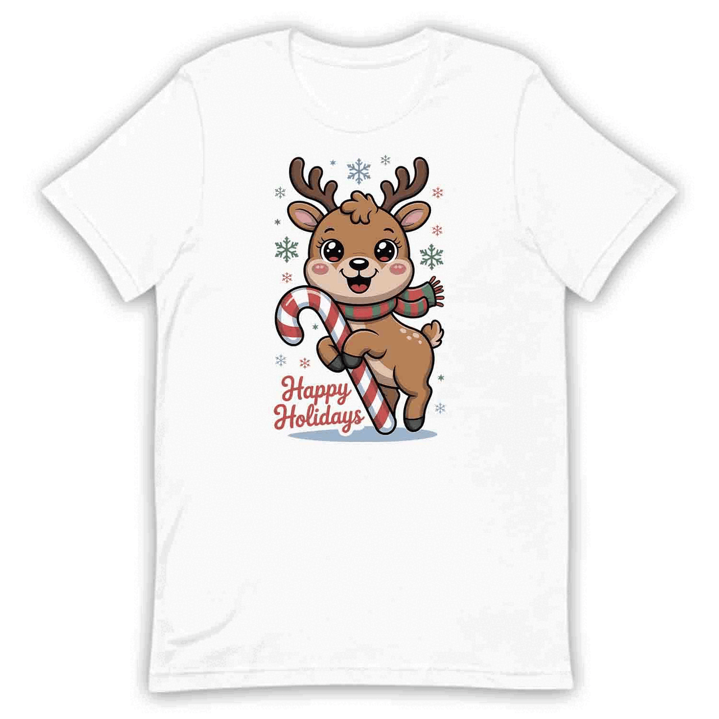 Reindeer Happy Holidays T-Shirt, Kawaii Christmas Sweatshirt, Family Pajama Xmas Hoodie | PRODUCT CODE: RNMSDBCUX