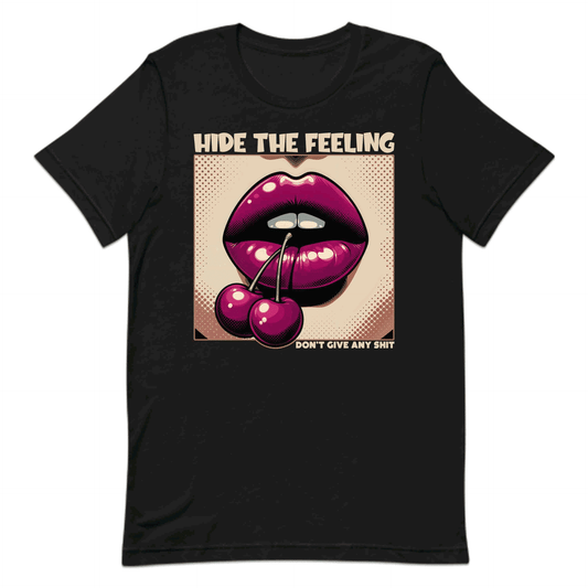 Artistic Cherry Lips  Retro Pop Art-Inspired Hide the Feeling Quote | PRODUCT CODE: ARSTCHYRLPON