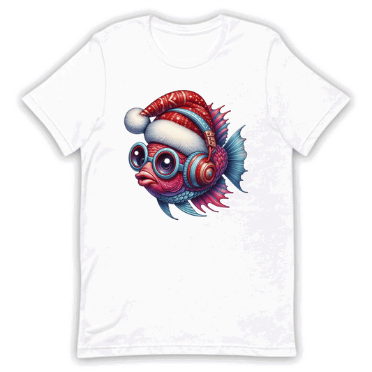 Christmas Fish Xmas Santa Hat Fish with Headphones | PRODUCT CODE: CHRTMFSHXMR