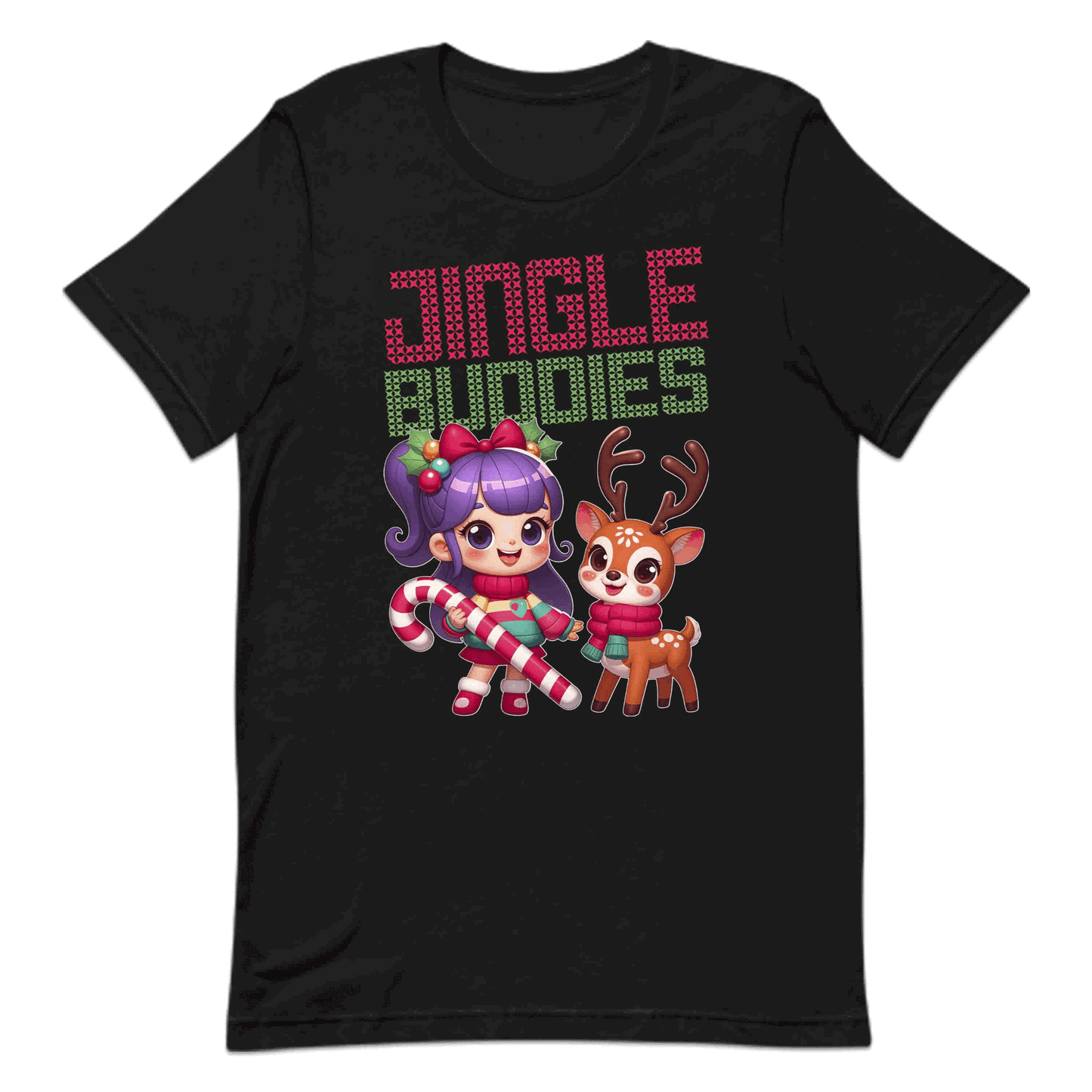 Ugly Christmas Jingle Buddies Kawaii Girl And Reindeer Candy Cane Xmas | PRODUCT CODE: JNLBDSEKWGR