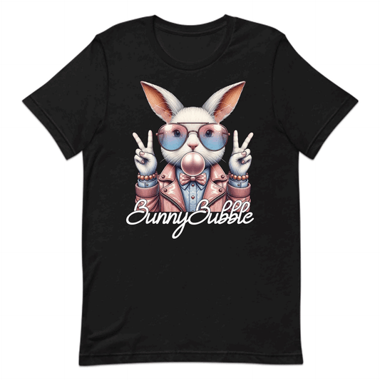 Trendy Bunny Bubblegum Easter Bunny Cute Pastel Rabbit with Sunglasses & Peace Sign | PRODUCT CODE: TRDYNBULGMNE