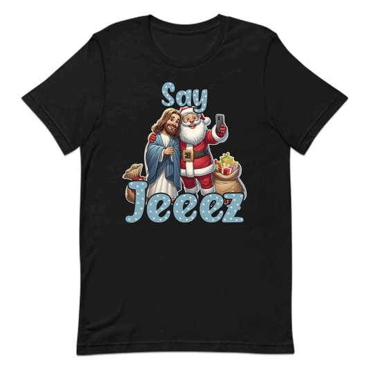 Say Jeeez! Christmas Santa and Jesus Selfie Humorous Xmas | PRODUCT CODE: SYJZEFIECHRMT
