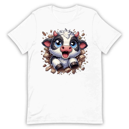 Adorable Cow Breaking Through Wall  3D Realistic Kawaii Cow Lover | PRODUCT CODE: ADBCWOBRKICD