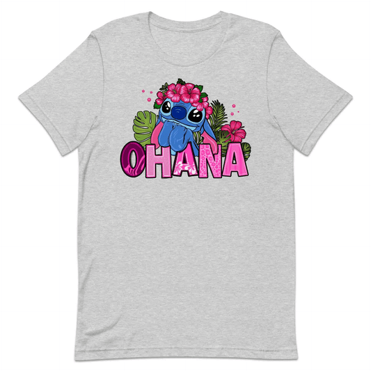 Stitch Ohana T-Shirt – Tropical Disney Floral Tee for Lilo & Stitch Fans, Hawaiian Family Vacation Shirt | PRODUCT CODE: ODSAHQEW