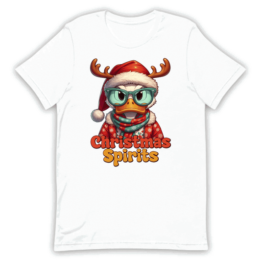 Christmas Spirits Duck with Reindeer Antlers and Glasses Xmas Sarcastic Duck | PRODUCT CODE: CHTSPRDKURNA