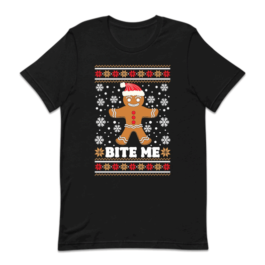 Bite Me Gingerbread Christmas Funny Holiday Cookie Xmas | PRODUCT CODE: BTMGNRBDCHM