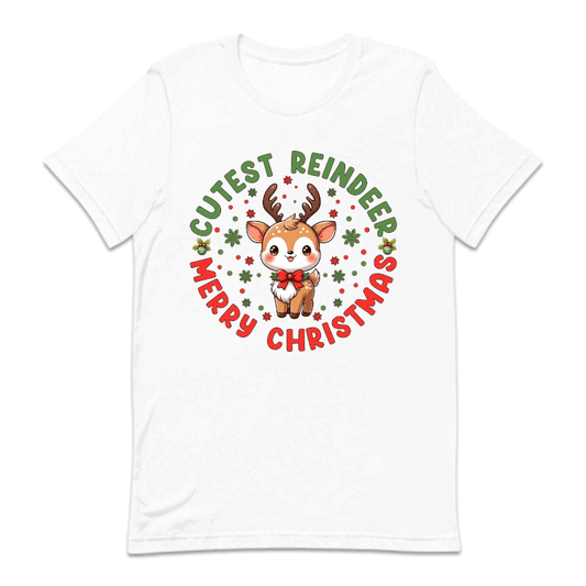 Cutest Reindeer Merry Christmas Xmas Reindeer with Red Bow | PRODUCT CODE: CTSRNDMTYCM