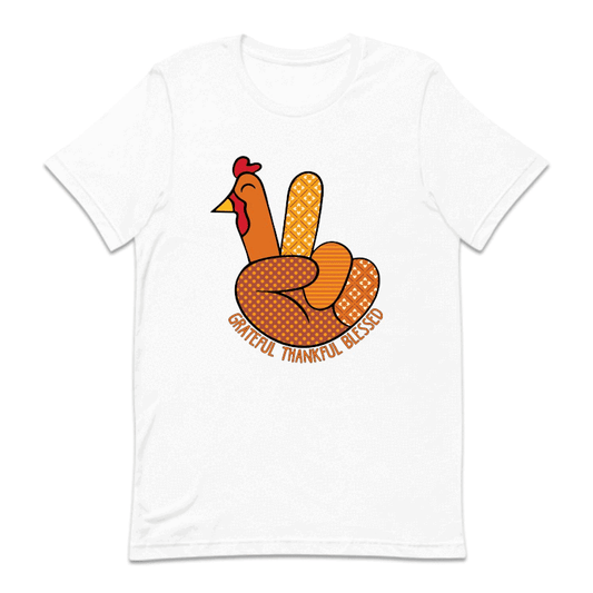 Thanksgiving Turkey Peace Sign Grateful Thankful Blessed | PRODUCT CODE: GRFTHNKBLSP
