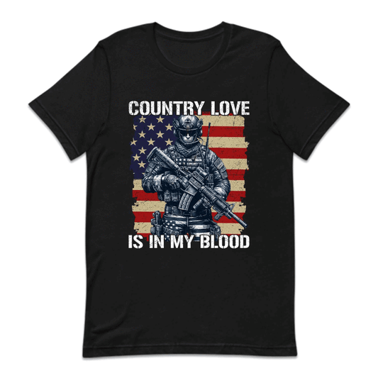 Country Love Is In My Blood Veterans Day USA Military Service | PRODUCT CODE: CNTLVNIMBLDO