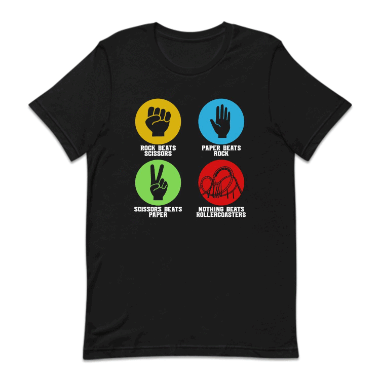 Rock Paper Scissors Nothing Beats Roller Coasters Retro Amusement Park | PRODUCT CODE: RCKPRSCNTH