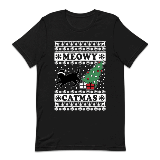 Meowy Catmas Black Cat Christmas Funny Xmas | PRODUCT CODE: MWYCHTRBLU