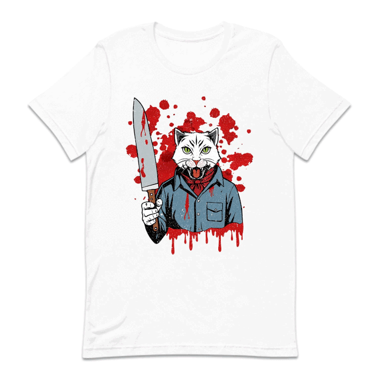 Cat Holding A Blood Knife Halloween Michael Meowers Scary Cat | PRODUCT CODE: CTAHLDBLKN