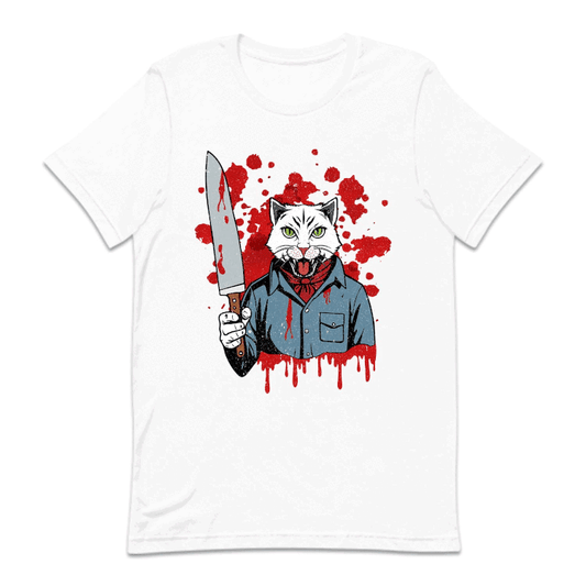 Cat Holding A Blood Knife Halloween Michael Meowers Scary Cat | PRODUCT CODE: CTAHLDBLKN