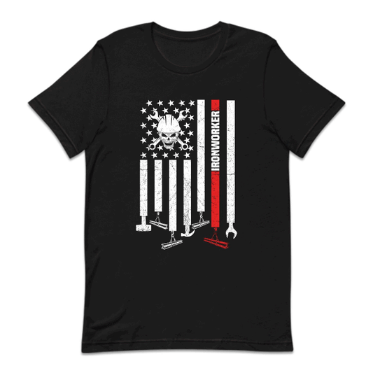Ironworker USA Flag Patriotic Workwear Labor Day | PRODUCT CODE: RNWKEAMRCF