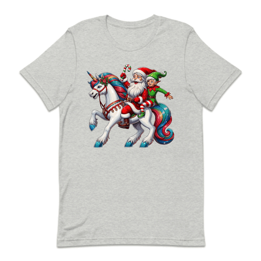 Santa Claus & Elf Riding Unicorn Funny Christmas Magical Xmas | PRODUCT CODE: STANUSDEFLUR
