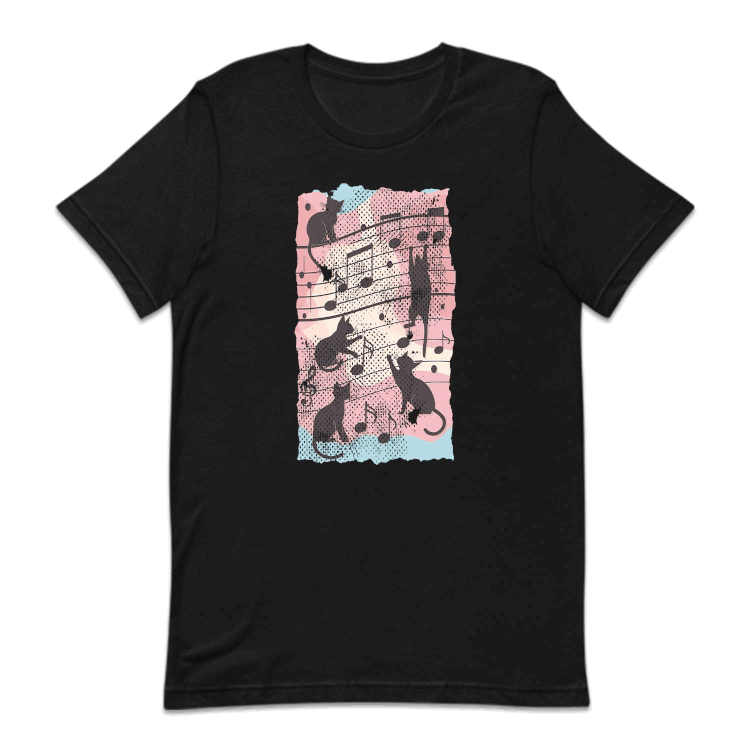 Cats Climbing Music Notes Funny Musical Cat Lovers | PRODUCT CODE: CTSMBNGUTO