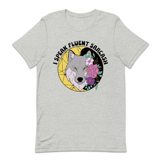 I Speak Fluent Sarcasm Floral Wolf Funny Sassy Quote | PRODUCT CODE: ISKFLUTSCM